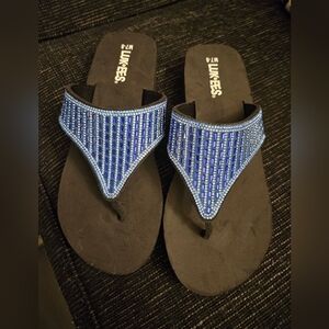 Women's Blue Beaded Sandals